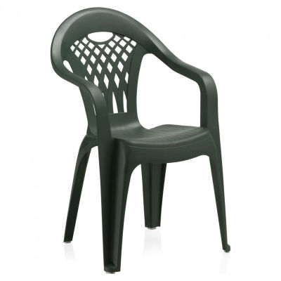 Silla Cancún Verde Apilable con Respaldo Alto y Zapatilla Antideslizante - Muebles de Exterior de Marca Shaf