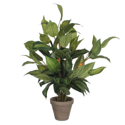 Hosta Verde PVC Alta Calidad Efecto Natural con Maceta Gris para Muebles de Exterior 15.5x65cm
