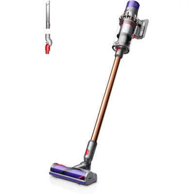 Dyson Cyclone V10 Aspiradora sin Cable, Accesorio Low-Reach, Adaptador para Zonas Difíciles, Hasta 60 Minutos, 150 Vatios de Succión, Filtración 99,99%, 14 Ciclones, Color Nickel y Copper