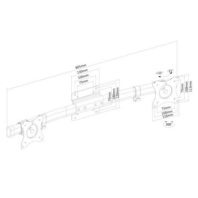 Soporte para Monitor Dual Neomounts Negro FPMA-CB100BLACK 10-27 18kg