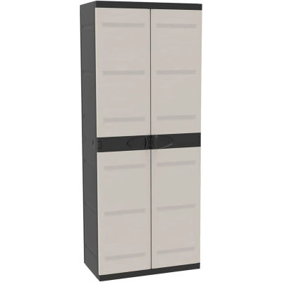 Armario Escobero Titanium – Mueble Auxiliar con 2 Puertas y Estantes Regulables , 70 x 44 x 176 cm Recamania Plastiken