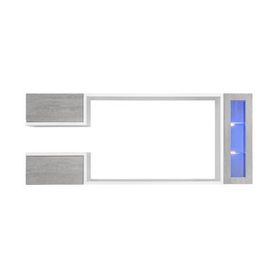 MB Muebles Bonitos - Conjunto Mueble de Salón, LED, Ancho 230cm, Blanco y Gris, Mueble TV, Modelo Urko