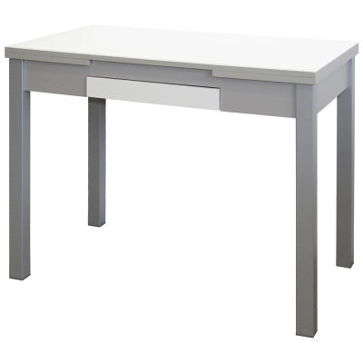 Momma Home Mesa de Cocina Extensible Tetra Raíz - Mueble de Cocina Moderno con Tablero de Cristal y Cajón Integrado