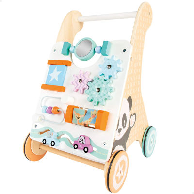 WOOMAX - Andador madera para bebés, carrito andador, 29,5x33x47 cm, juguetes de madera para bebés, incluye actividades, espejo, figuras interactivas, madera FSC, juguete multisensorial, juguetes