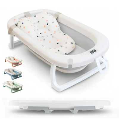 BATHBY Bañera Plegable para Bebés Recién Nacidos, Cojín Reductor, Termómetro Integrado y Patas Antideslizantes, Compacta y Segura