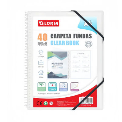 Carpeta Con Fundas Espiral Flexible Organizadores Carpeta Colores con 20 30 40 Y 60 fundas, Fundas Transparentes Lisas, A4, Tapa Plástico Resistente, Uso Escolar, Personal o de Oficina