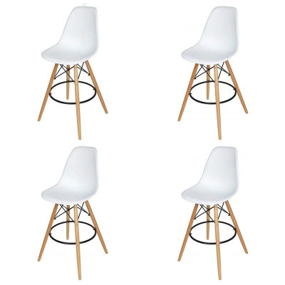 PACK 4 Silla de Bar alta ,TABURETE alto asiento nórdico moderno, respaldo de moda, silla de Bar con patas de MADERA de estilo nordic,sillas de comedor mueble estilo nórdico medieval, para