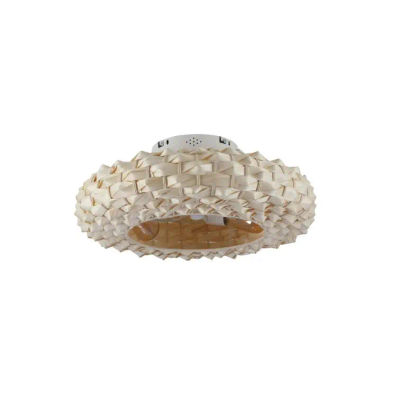 LedHogar Ventilador de techo de Mimbre color claro, con Luz E27x4, Motor DC 32W , 7 Palas, 6 Velocidades, Función Verano, Con mando a distancia. REF. 919