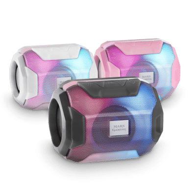 Mars Gaming MSBAX, Altavoz Bluetooth Compacto RGB, 10W, USB/MicroSD/Radio, Altavoz RGB Negro, Rosa o Blanco