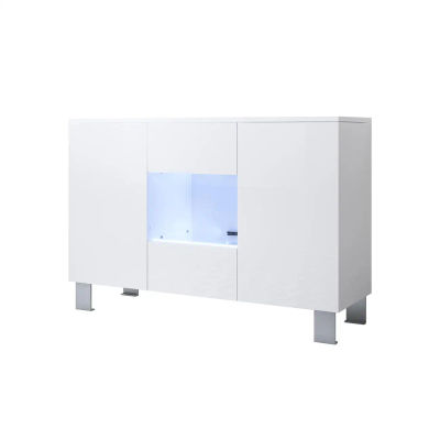 MB Muebles Bonitos - Aparador de salón, LED, Ancho 120cm, Colgante, Patas 2cm o 12cm, 2 puertas, 1 vitrina, Modelo Luke A2