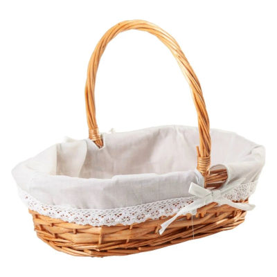 WANDERLUST DECO Cesta de mimbre natural marrón forrada 38x25x28h cm