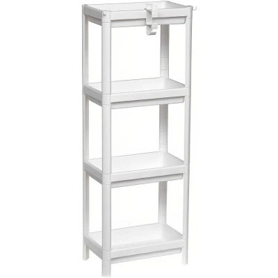 Maxia Market Mueble de Baño Estantería plástico de almacenamiento 4 niveles con gancho 35,5 x 23 x 100 cm