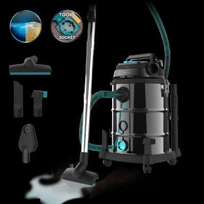 Cecotec Aspirador de Sólidos y Líquidos de Metal con Cable de 30L Conga Rockstar Wet & Dry Steel Pro Tool. 1600W