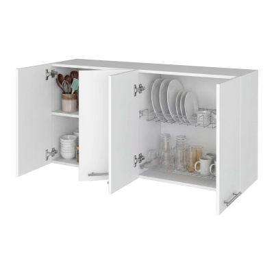 TUHOME Mueble de Pared para Cocina Blanco 120 con Estante para Platos - Amplio Espacio de Almacenamiento