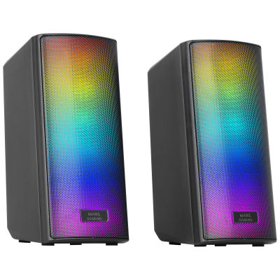 Mars Gaming MSRGB2, Altavoces Bluetooth 5.3 15W, Procesador de Sonido DSP, Iluminación RGB Dinámica, Frontal Total Mesh, Altavoces Compactos con Caja de Control, Entrada Jack de 3.5mm y USB, Altavoces