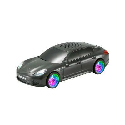 Altavoz inalámbrico, portátil ,con forma de coche, altavoz pequeño estéreo bluetooth con forma de coche, Subwoofer bt, luces de colores, radio , WS-591, color negro