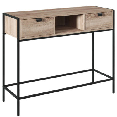 Miroytengo Mueble recibidor de Entrada Aliaj 2 Cajones 1 Hueco Central Negro y Roble Claro 100 cm