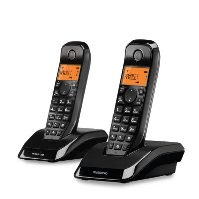 Motorola Voice - S1202 Teléfono Inalámbrico Digital SERIE S12 con Bloqueo de Llamadas y Función No molestar, Altavoz Manos Libres, Agenda Telefónica hasta 50 Nombres y Números, Pantalla Brillante