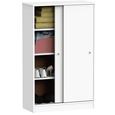Miroytengo Armario Bajo Auxiliar Tibet Color Blanco Soft 2 Puertas 2 Estantes Almacenaje Mueble 120x74x33 cm