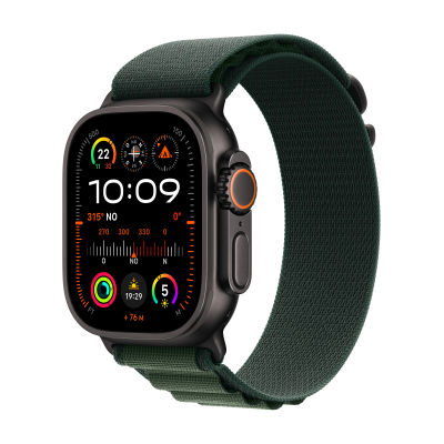 Apple Watch Ultra 2 OLED 49 mm Smartwatch with 410 x 502 Pixel Touchscreen, GPS, 64GB Memory, Water Resistant to 100m, Includes Green M Band, Perfect for Outdoor Activities and Sports, Ideal for men.