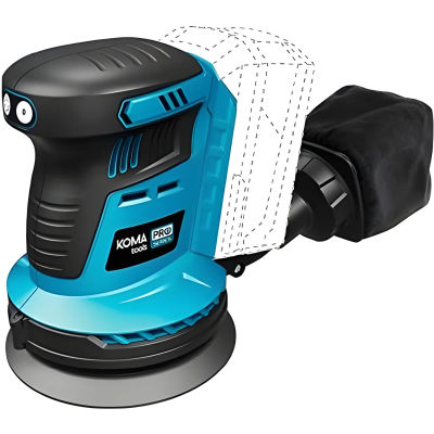 Lijadora excentrica 20v brushless (sin bateria y cargador) 13x30x15cm koma tools pro series battery