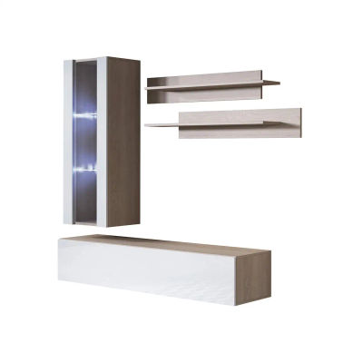 MB Muebles Bonitos - Conjunto Mueble de Salón con Vitrina, LED, Ancho 160cm, Más Colores, Modelo Luke 5