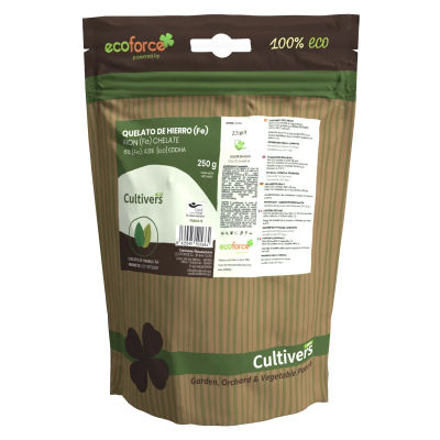 CULTIVERS Quelato de Hierro 250 g. Corrector Ecológico de Hierro para Plantas. Reverdeciente (6% Fe-EDDHA orto orto 4,8 %)