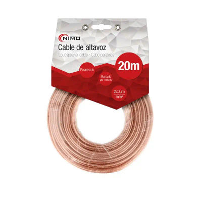 Cable para altavoz 2x0.75mm, Transparente polarizado 20m