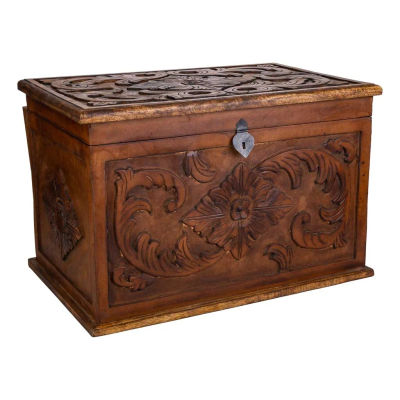 WANDERLUST DECO Baúl de Madera Artesanal Marrón - 70x50x50h Cm - Mueble de Alta Calidad y Duradero