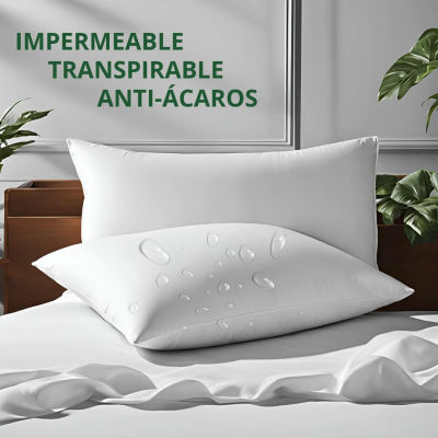 Funda de Almohada Impermeable Pack o 1 Unidad Algodón Suave | Protector de Almohada Transpirable, Anti-ácaros, Antibacteriano e Hipoalergénico - Cierre de Cremallera y Lavable a Máquina - Quality