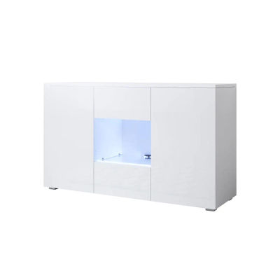 MB Muebles Bonitos - Aparador de salón, LED, Ancho 120cm, Colgante, Patas 2cm o 12cm, 2 puertas, 1 vitrina, Modelo Luke A2