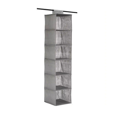 Organizador de ropa para armarios con 6 estantes, Organizador de tela para colgar, Colgador de armario para ropa, toallas y accesorios para bebés, Color gris, Juego de 2 unidades