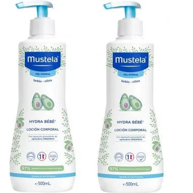 Duplo Hydra Bebés leche corporal (2x 500 ml). Mustela