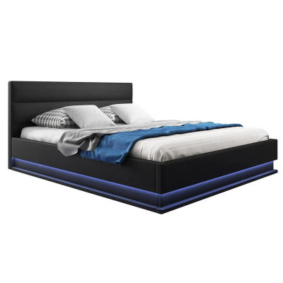 MB Muebles Bonitos - Cama de Matrimonio con Colchón, Canapé, Cabecero, LED, Madera y Polipiel, Más Colores y Medidas, Modelo Nitas