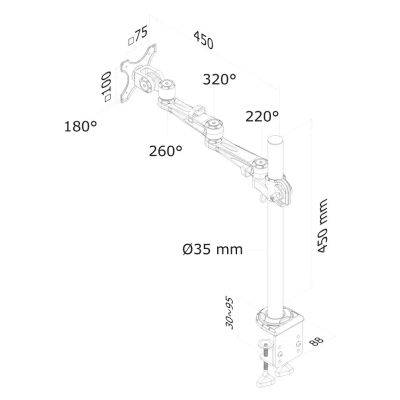 Neomounts Soporte de Escritorio para Monitor Plata Newstar FPMA-D935 10-30 10kg - Altura Ajustable