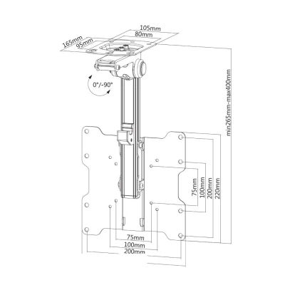NewStar FPMA-C020BLACK - Soporte de Techo para TV/Monitor, Color Negro
