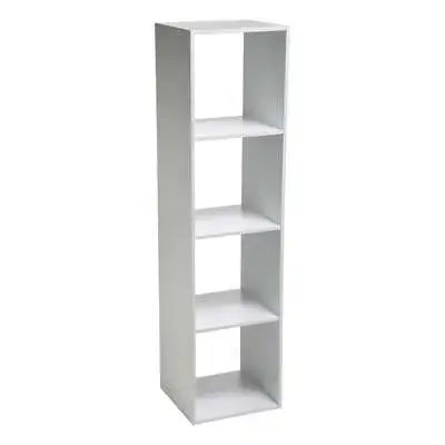 Factory Cuadros - Estantería Alta Blanca Teo con 4 Compartimentos - Muebles de Recibidor y Estanterías - Organización Eficiente - Diseño Moderno