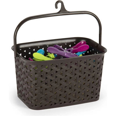 C.A - Cesta de mimbre con colgador para pinzas de ropa - Cesta de plástico elegante y práctica para organizar tus pinzas de ropa
