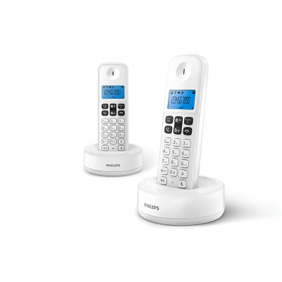 Teléfono Fijo Philips Duo D1612 Blanco con Manos Libres E Intercomunicador