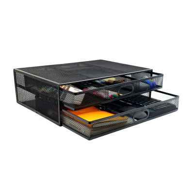 Soporte para Monitor Almacenamiento con Cajas Organizadoras | 40 x 12 x 30 cm | Cajones extraíbles, almohadillas antideslizantes, malla reforzada De acuerdo a la normativa CE