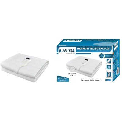 ANDRA. Manta Eléctrica. Hecha de Material Suave, 3 Velocidades, 1 Controlador, 150 x 80cm. Frío. Bienestar. Calor.