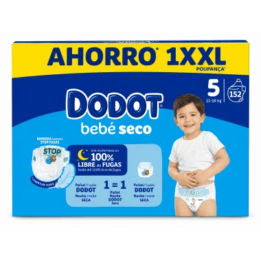 Pañales Dodot Talla 5 Mega Box XXL 152 Uds – Máxima Protección para Bebés Más Activos Dodot