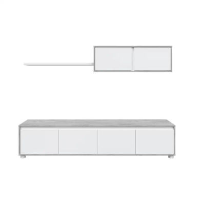 MOBELCENTER - Mueble Salón Moderno Alida – Módulo TV, Módulo Superior y Estante – Color Blanco Artik y Cemento – 200 cm x 43 cm x 41 cm - (1089)