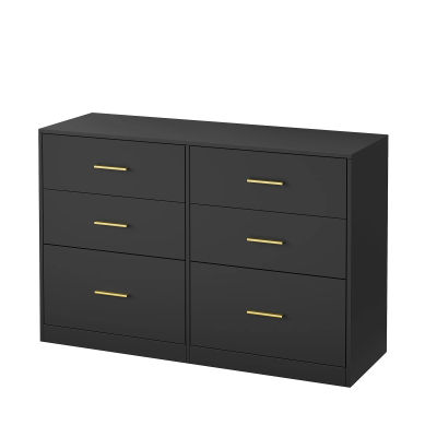 VASAGLE CUSTOS Colección - Cómoda para Dormitorio, Mueble Almacenaje con Cajones, Soporte Moderno para TV de Salón, 6 Cajones, 40 x 119 x 78 cm, Negro Tinta/Blanco Nube