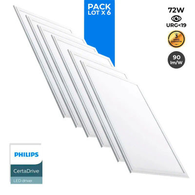 Barcelona LED Pack de 6 paneles LED slim 120X60cm - Driver PHILIPS - 72W - UGR19