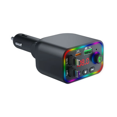 120W Cargador Coche Transmisor FM Bluetooth con 2 Cables Retráctiles (C+Ligh), Reproductor MP3 Bluetooth para coche cuenta con un cable retráctil integrado Bluetooth 5.3, USB Mechero 24V/12V