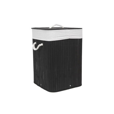 Cesto ropa sucia con tapa Transpirable Pongotodo plegable con funda interior Cesta para Ropa Sucia de Bambu Natural Cesta Mimbre de Almacenaje redondo o cuadrado 35 x 50 cm