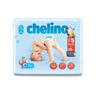 Chelino Pañal Desechable Talla 5 – 30 Unidades, Tecnología de Doble Núcleo y Barrera Antiescapes para Bebés