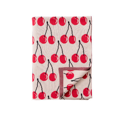 Manta 140x190cm 1000gr 100%acrilico crema con cerezas rojas benetton fruits be