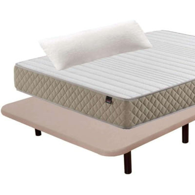 Pack Ahorro Deluxe Descanso Completo 135x190 cm (colchón + Base Tapizada + Patas + Almohada)